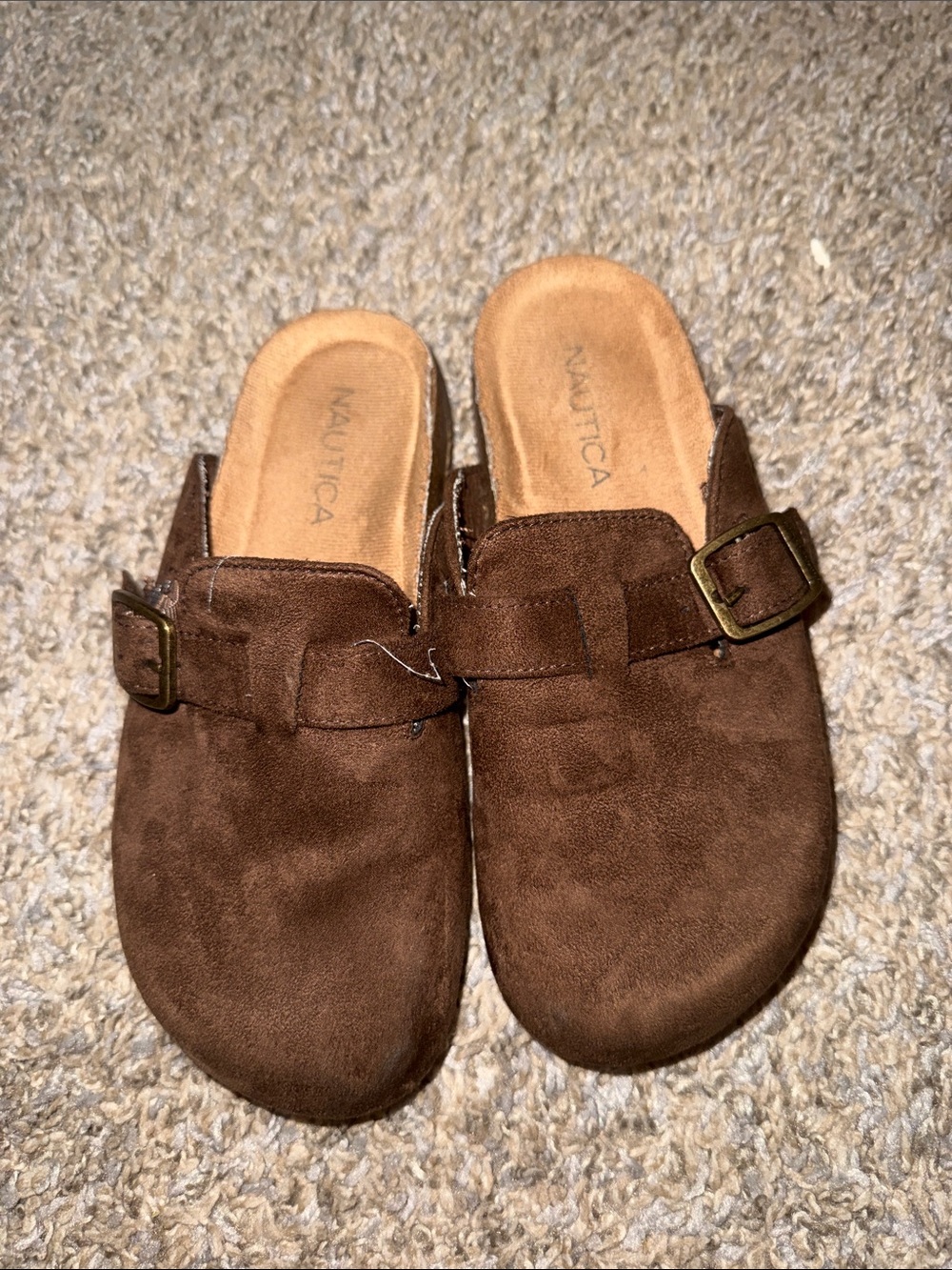 Nautica Kids Brown Suede Slip-On Mule with Buckle